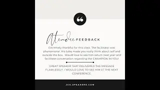 Jenga Consultants Group, LLC attendee feedback reel.