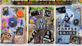 5 Halloween Art Journal Spreads ✨  ASMR Scrapbooking Compilation | Coraline, Beetlejuice and more