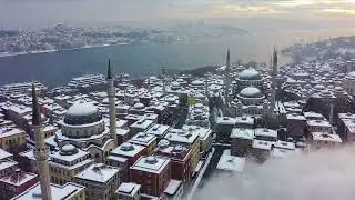 Snow Falls, the City Listens | Istanbul Winter Drone with Turkish Qanun
