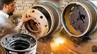 How to Replace Truck Tire Broken Rim Plate | Rim plate replacement || Rim Repairing in Pakistan
