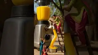 Tiny Ladies Made a GIANT Mango Shake! 🥭😍 | Miniature Cooking Magic #Shorts