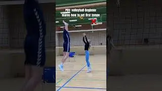 Volleyball beginner learns how to set first tempo