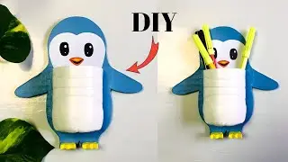 Cute Penguin Toothbrush Holder 🐧 | DIY Best Out of Waste Home Decor #diy #homedecor