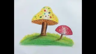 toad-stool drawing by soft pastel colours.