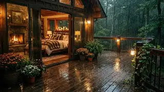 Cozy Forest Cabin in Heavy Soft Rain | Deep Relaxation, Sleep, Study & Calm Ambience