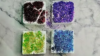 *SPED UP*4 Fresh gymchalk soft blocks topped with coloured chunky glitter | Treat for the eyes❤️💜💚💙