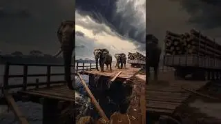 elephants risked their own lives as a massive log-loaded trailer .#elephant #broken #facts #aivideo