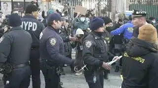 ARRESTS as Anti-ICE protesters at Columbia University BLOCK ROADS demanding that 'Sanctuary Campus