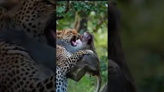 leopard🐆 attacks on monkey🐵 #naturelovers #worldwildlifeday #animallife#tiger #wildlifeentertainment