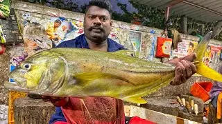 KASIMEDU 🔥 SPEED SELVAM | HUGE LONG TRAVELLY FISH CUTTING VIDEO | 4K VIDEO | KM FISH CUTTING