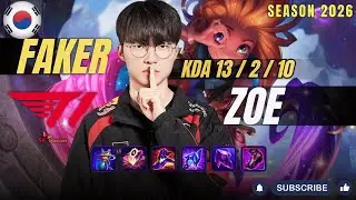 T1 Faker ZOE vs LISSANDRA Mid - Patch 26.2 KR Ranked | lolrec