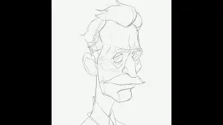 Stylized Head Sketch | Moustache Character Drawing