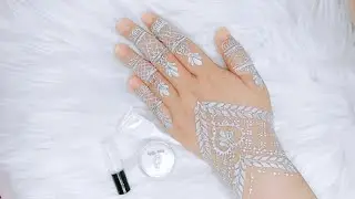 Tutorial White Henna Wedding | Part 2 |White Henna Simple Full Gliter | beautiful white henna simple