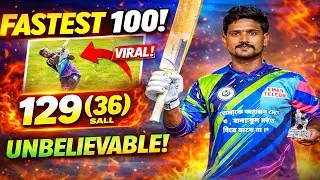 FASTEST 100 in Tep Tennis Cricket History? 😱 | 129 Runs in Just 36 Balls | Unbelievable Innings 🔥