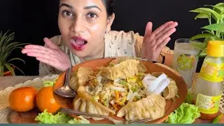 EATING SHOW | FULL PLATE MOMO CHALLENGE | STREET STYLE EGG CHICKEN MIXED CHOWMIN | MUKBANG