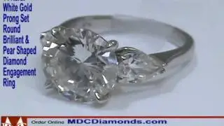 Large Round Diamond Engagement Ring with Pear Shape accents MDC Diamonds NYC