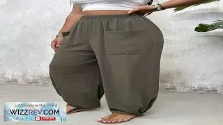 Freevana Plus Size Solid Color Pleated Pants With Pockets Ideal For Vacation Review