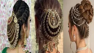 Luxurious latkan bridal bun😍❤️🔥chic designs#bridal#hairstyle#hair#viralvideo exquisite hair styles👌