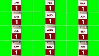 All days all months complete year green screen full calendar chroma key