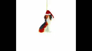 Santa Hat-Wearing Beagle - Jolly Blown Glass Christmas Ornament (CC-0084)