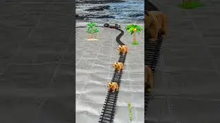 Wooden bear🐻 on the track and train🚂 is approaching fast | dancing bear🧸