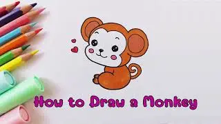 How to Draw a Monkey | Cute Monkey drawing Step by Step | Easy drawing | Cartoon character drawing
