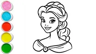 Cute Princess Belle Drawing for kids, Painting & Coloring for kids, Toddlers | Let's Draw Together