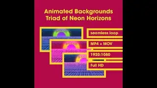 🧑&zwj;🎤Triad of Neon Horizons Bundle &bull; Zoom Teams Streamer Background Club Office FHD Seamless Modern