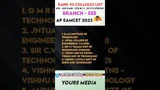 RANK VS COLLEGES | AP EAPCET (Eamcet)