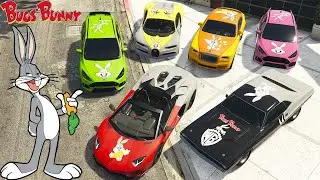 GTA 5 - Stealing BUGS BUNNY cars with FRANKLIN ! ( Real life cars#52)