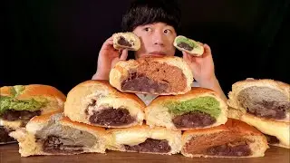 SUB)팥고당 크림팥빵 먹방 ASMR 크림 반! 팥 반! 담백함 그 자체😋 Cream red bean bread MUKBANG