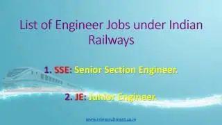 Upcoming RRB JE SSE Jobs - Indian Railway Engineer Jobs 2017