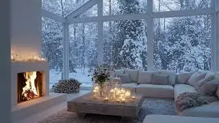 ❄️ Cozy Winter Lounge Piano | Fireplace & Falling Snow for 5 Hours of Focus, Calm & Meditation