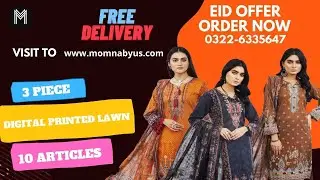 digital printed lawn shirt & dupatta dyed trouser special offer | digital printed suit | momna by us