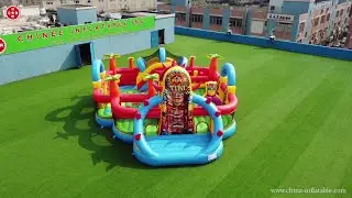 Tikki island inflatable combo bouncer kids party game commercial from Chinee inflatables T6-1004