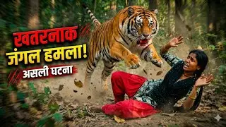 TIGER ATTACK ON VILLAGE GIRL IN FOREST / GRAMIN MAHILA PR TIGER KA HAMALA ..,,....,