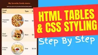 Learn HTML Tables with CSS Styling, Building a Food Menu.