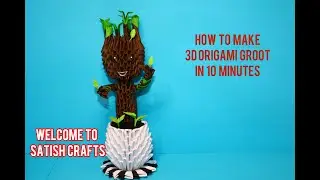How to make 3D Origami Groot #satishcrafts#origami3d#craftcreation#marvel