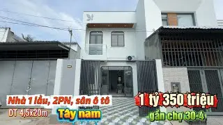 Nhà 1 lầu, 2PN, sân đậu ô tô, trung tâm TP, gần chợ 30-4, Giá 1 tỷ 350 triệu