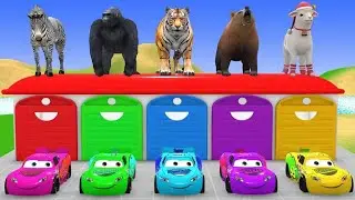 Colorful Cars & Wild Animals Garage 🦁🐯 | Fun Learning Colors for Kids | 3D Animation