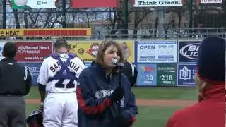 Crystal Martinez sings the National Anthem for the LV Iron Pigs