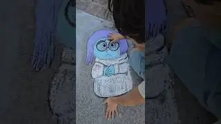 💙 Drawing Sadness from Inside Out with Chalk! Fun Family Art! 🎨✨ #ChalkArt #Sadness #InsideOut