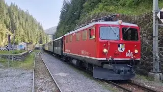 Treno storico della RhB Ferrovia Retica nei Grigioni con locomotiva Ge 4/4 I, Rh&auml;tische Bahn 