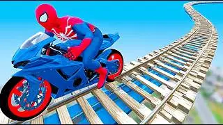 SPIDER-MAN against JUDY Ride on Motorcycle STUNT FUNNY MOMENTS / GTA 5 MULTIVERSE!?