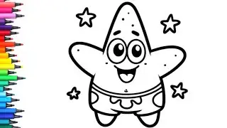 Easy Patrick Star Drawing, Painting & Colouring for Kids and Toddlers_ Child Art | Patrick Star 