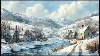 Winter Village by the River ❄️ | Cozy Snowy Mountain Homes | 3 Hours Still Art TV