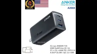 Củ sạc nhanh ANKER 735 GaNPrime 2C-1A PPS 2.0/PD 65W - A2668