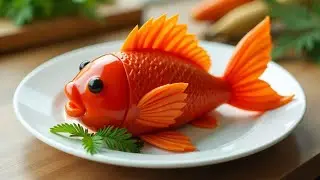 🐠 Tomato Fish Carving | Beautiful Salad Plate Decoration | Tomato Carving Fish Shape 🐟 