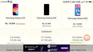 Samsung Galaxy A50 vs Samsung Galaxy A60 vs Samsung Galaxy M30 full comparison ||