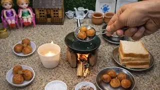 Miniature Gulab Jamun With Bread | Tiny Sweet Recipe | Miniature Cooking ASMR